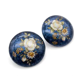 【USA輸入】ヴィンテージ ブルーサークル フローラル ピアス/Vintage Blue Circle Floral Post Earrings