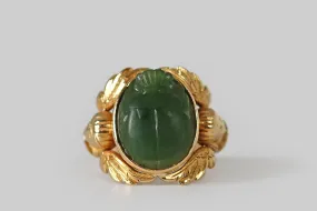 Victorian Isis & Nephrite Jade Scarab Ring