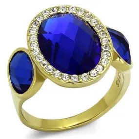 WildKlass Stainless Steel Ring IP Gold Women Synthetic Sapphire