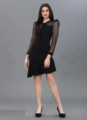 Women New Western Knitted In Lycra Dress - Black